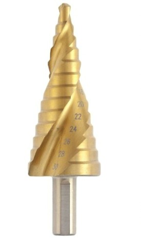 Сверло ступенчатое по металлу Профоснастка № 3325 HSS-G M2 TIN 4-30мм, 14 ступ. хв. 10 мм [30106025]