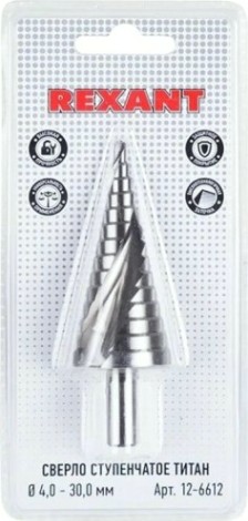 Сверло ступенчатое по металлу REXANT ТИТАН ступенчатое 4-30 мм [12-6612]