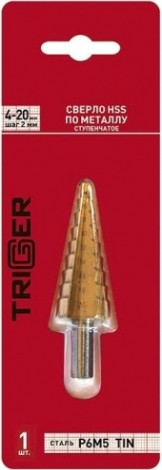 Сверло ступенчатое по металлу TRIGGER 74344 ступенчатое р6м5 tin d 4-20мм [тов-156730]