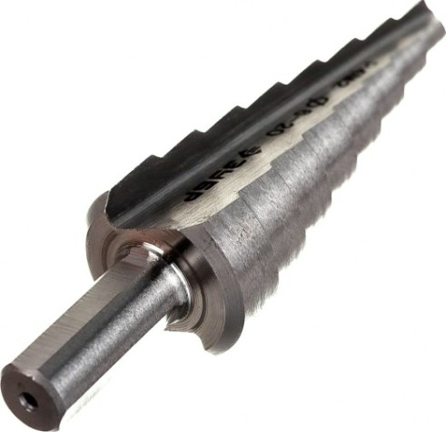 Сверло ступенчатое по металлу ЗУБР МАСТЕР 6-20 мм, 8 ступеней, сталь р4м2 [29665-6-20-8]