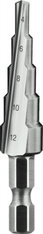 Сверло ступенчатое по металлу ЗУБР ПРОФЕССИОНАЛ 4-12мм, 5 ступеней, ступенчатое, сталь р6м5 [29670-4-12-5_z01]