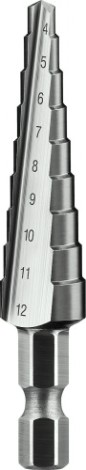 Сверло ступенчатое по металлу ЗУБР ПРОФЕССИОНАЛ 4-12мм, 9 ступеней, ступенчатое, сталь р6м5 [29670-4-12-9_z01]