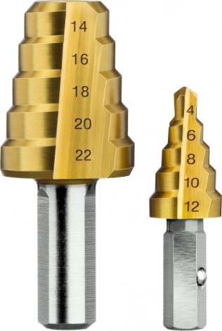 Сверло ступенчатое по металлу ЗУБР ПРОФЕССИОНАЛ 4-22мм, 11 ступеней, ступенчатое составное, покрыт [29673-4-22]