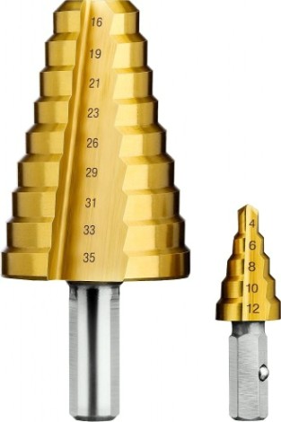 Сверло ступенчатое по металлу ЗУБР ПРОФЕССИОНАЛ 4-35мм, 14 ступеней, ступенчатое составное, покрыт [29673-4-35]