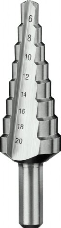 Сверло ступенчатое по металлу ЗУБР ПРОФЕССИОНАЛ 6-20мм, 8 ступеней, ступенчатое, сталь р6м5 [29670-6-20-8_z01]