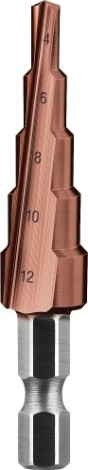 Сверло ступенчатое по металлу ЗУБР ПРОФЕССИОНАЛ кобальт 4-12мм, 5 ступеней, ступенчатое, кобальтов [29672-4-12-5_z01]