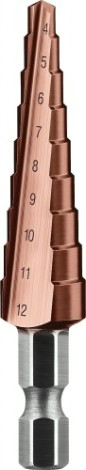 Сверло ступенчатое по металлу ЗУБР ПРОФЕССИОНАЛ кобальт 4-12мм, 9 ступеней, ступенчатое, кобальтов [29672-4-12-9_z01]