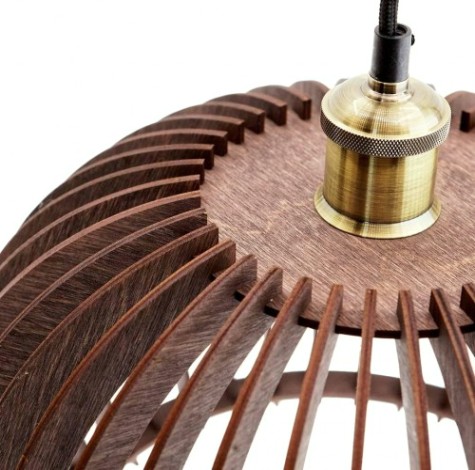 Светильник декоративный GLANZEN ART-0008-60 Е27, коричневый подвесной из дерева wheel dark [ART-0008-60]