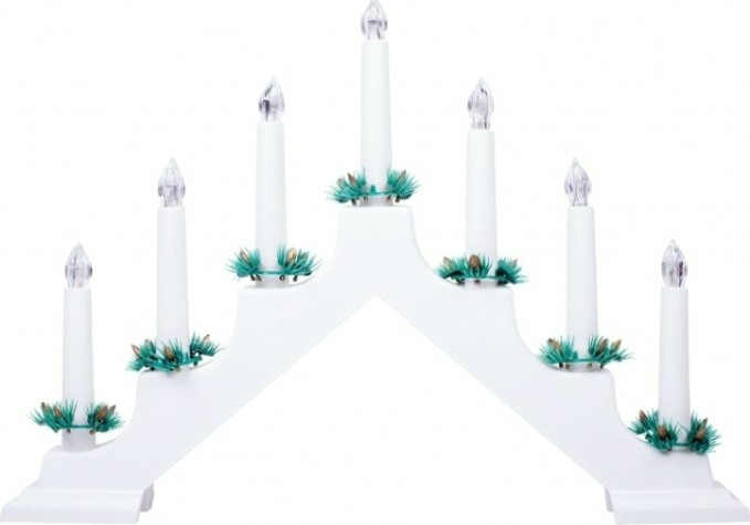 Светильник декоративный Neon-Night "Новогодняя горка" 7 свечек, белый [501-081]