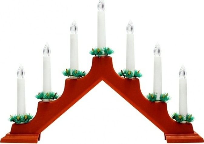 Светильник декоративный Neon-Night "Новогодняя горка" 7 свечек, красный [501-082]