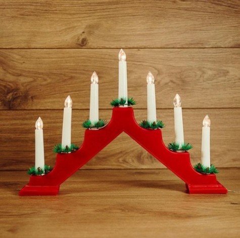 Светильник декоративный Neon-Night "Новогодняя горка" 7 свечек, красный [501-082]