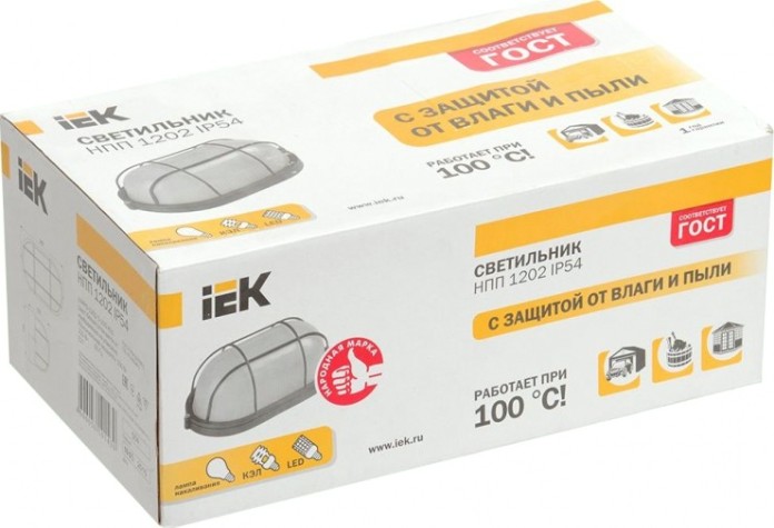Светильник для ЖКХ IEK НПП 1202 100Вт IP54 с решеткой белый [LNPP0-1202-1-100-K01]