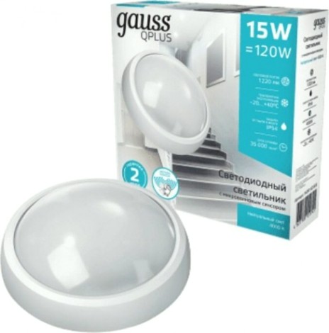 Светильник для ЖКХ светодиодный GAUSS ECO 2.0 круг 12w 990lm 4000k 160-260v ip54 [142411212-S]