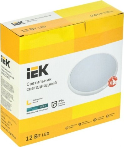 Светильник для ЖКХ светодиодный IEK ДПБ 3001 12вт ip54 4000k бел. [LDPB0-3001-12-4000-K01]