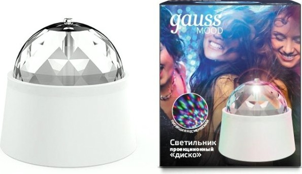Светильник настольный GAUSS DIY0021 "диско" 3w 220-240v белый с фиксированной проекцией [DIY0021]