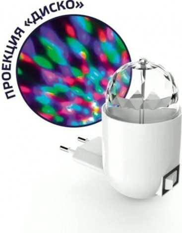 Светильник настольный GAUSS DIY0041 розеточный 3w 220-240v белый с фиксированной проекцией "диско" [DIY0041]
