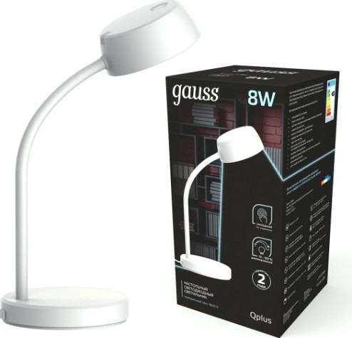 Светильник настольный GAUSS GT6011 qplus 8w 600lm 4000k 170-265v белый диммируемый le