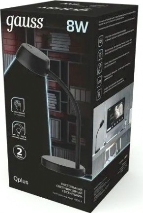 Светильник настольный GAUSS GT6012 qplus 8w 600lm 4000k 170-265v черный диммируемый l