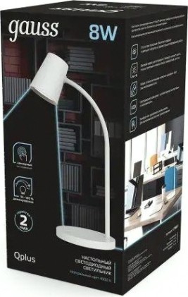 Светильник настольный GAUSS GT6031 qplus 8w 600lm 4000k 170-265v белый диммируемый le