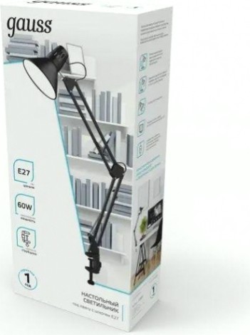 Светильник настольный GAUSS GTL001 60w 220-240v e27 черный [GT0012]