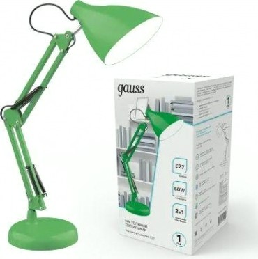 Светильник настольный GAUSS GTL003 60w 220-240v e27 зеленый струбцина и основание [GT0033]