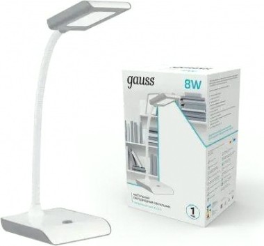 Светильник настольный GAUSS GTL101 8w 550lm 4000k 220-240v белый с серым [GT1011]