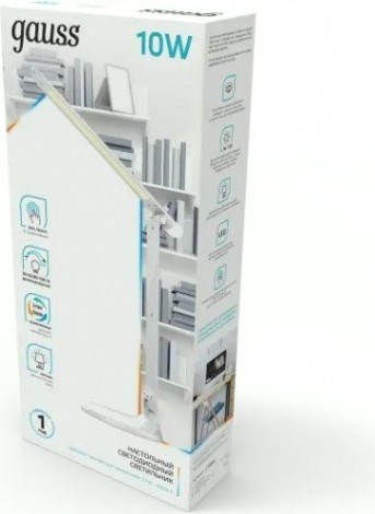 Светильник настольный GAUSS GTL204 10w 550lm 2700-6500k 170-265v белый диммируемый + ночник [GT2041]