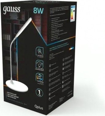 Светильник настольный GAUSS GTL502 qplus 8w 500lm 3500-5500k 170-265v белый диммируем [GT5021]