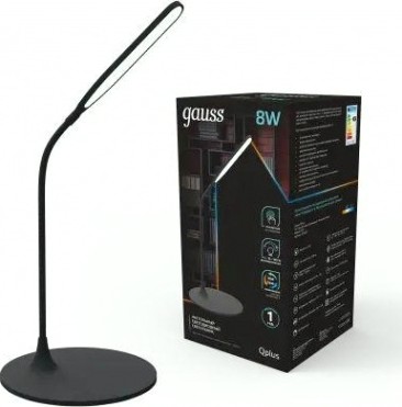 Светильник настольный GAUSS GTL502 Qplus 8w 500lm 3500-5500k 170-265v черный диммируемый [GT5022]