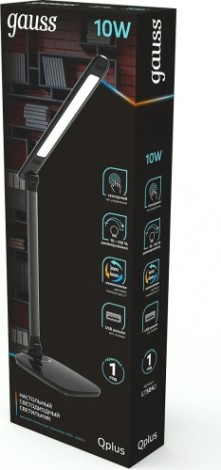 Светильник настольный GAUSS Qplus GTL504 170-265V черный диммируемый usb [GT5042]