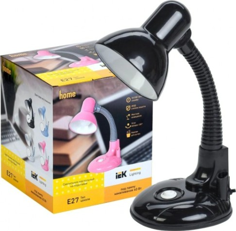 Светильник настольный IEK 1005 с кармашком е27 черн. [LNNL5-1005-2-VV-40-K02]