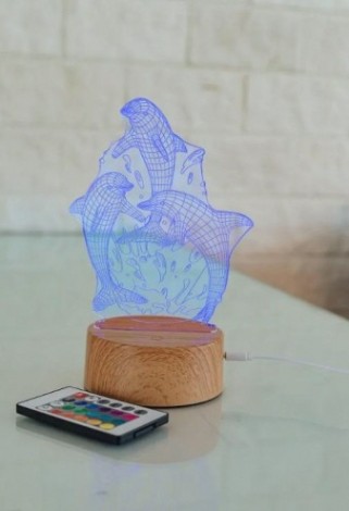 Светильник—ночник настольный GLANZEN RPD-3D-RGB-DOLPHIN светодиодный