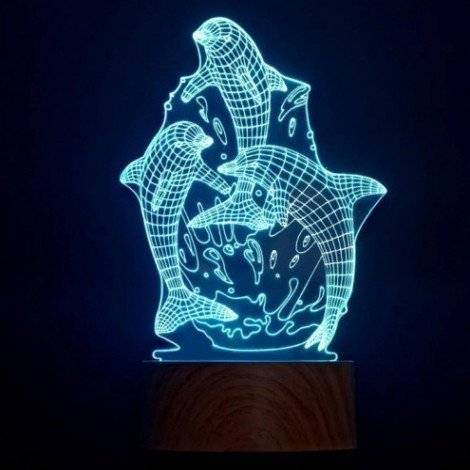 Светильник—ночник настольный GLANZEN RPD-3D-RGB-DOLPHIN светодиодный