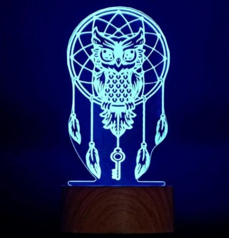 Светильник—ночник настольный GLANZEN RPD-3D-RGB-OWL светодиодный