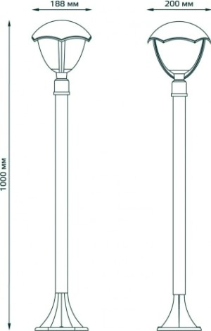 Светильник садово-парковый GAUSS Aura столб 200*200*1000mm, 170-240v / 50hz, 1xe27 [GD030]
