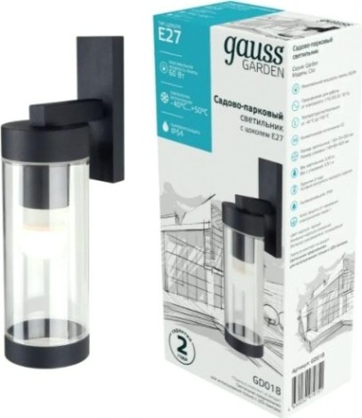 Светильник садово-парковый GAUSS Clio на стену вниз 7.6*29.8*13.3cm, 1xe27 [GD018]
