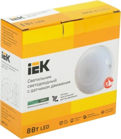Светильник светодиодный для ЖКХ IEK ДПО 1001 8Вт 4000K IP54 с акустическим датчиком [LDPO3-1001-008-4000-K01]