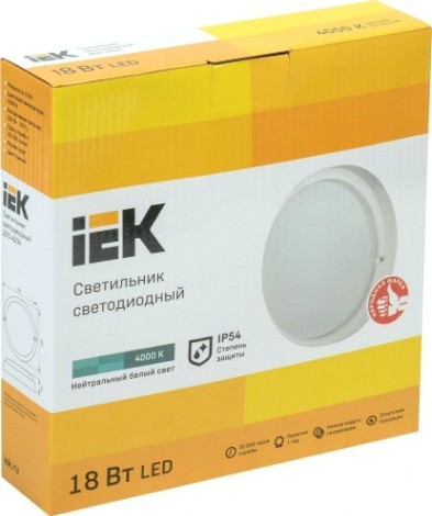 Светильник светодиодный для ЖКХ IEK ДПО 4004 18Вт IP54 4000K Круг [LDPO0-4004-18-4000-K01]