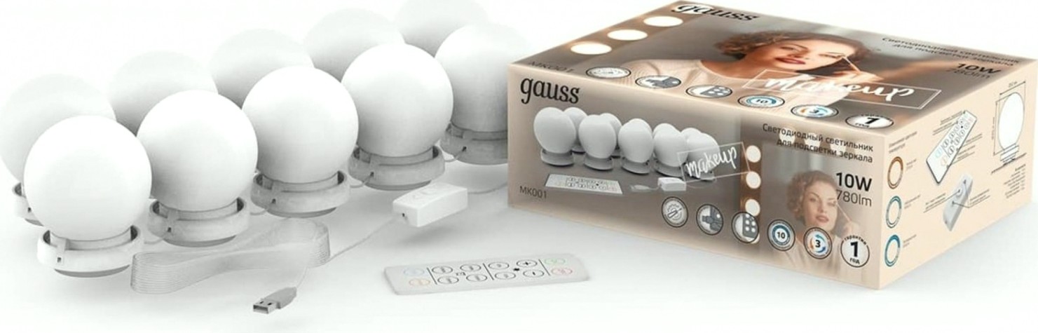 Светильник светодиодный линейный GAUSS MK001 makeup 10w 780lm 220-240v для зеркала