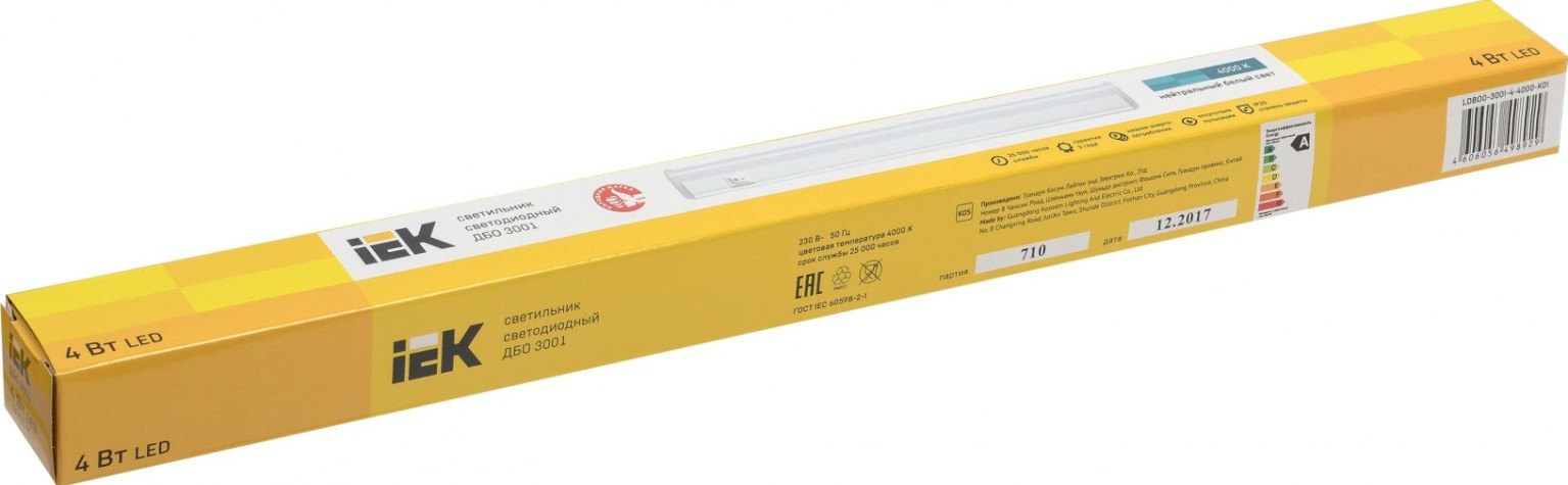 Светильник светодиодный линейный IEK ДБО 3001 4Вт 4000K IP20 [LDBO0-3001-4-4000-K01]