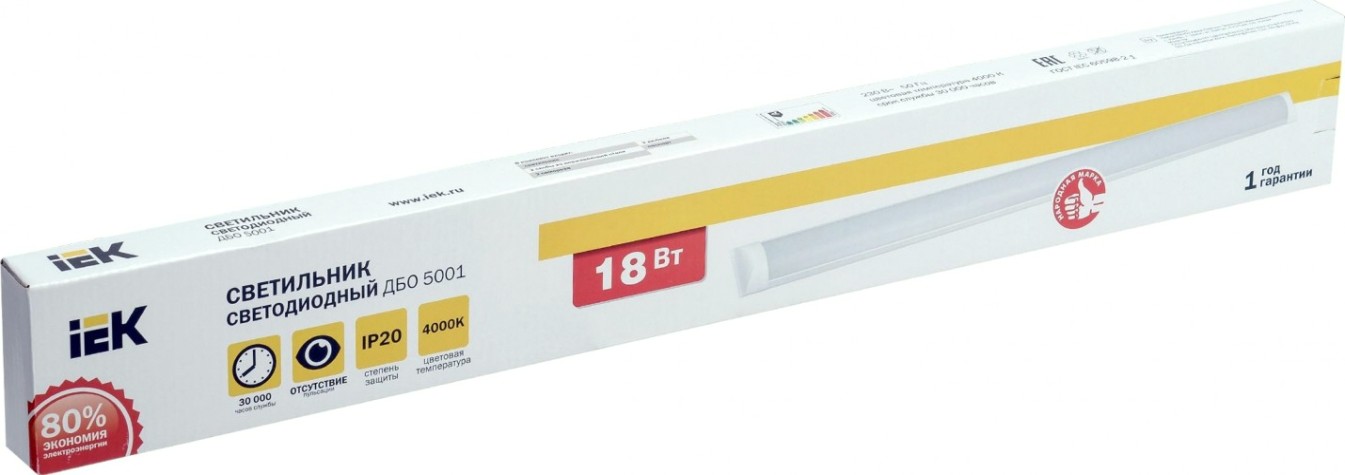 Светильник светодиодный линейный IEK ДБО 5001 18Вт 4000К IP20 металл [LDBO0-5001-18-4000-K02]