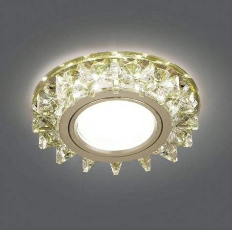 Светильник точечный GAUSS BACKLIGHT BL034 кругл. шампань/кристалл/хром, gu5.3, led 2700k [BL034]