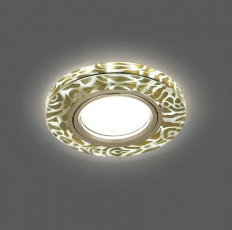 Светильник точечный GAUSS BACKLIGHT кругл. золотой узор/золото, gu5.3, led 2700k [BL064]