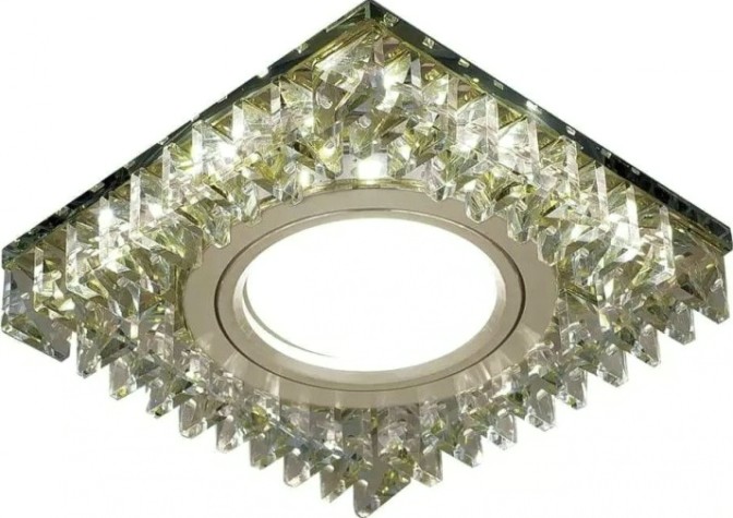 Светильник точечный GAUSS BACKLIGHT квадрат. шампань/кристалл/хром, gu5.3, led 2700k [BL033]