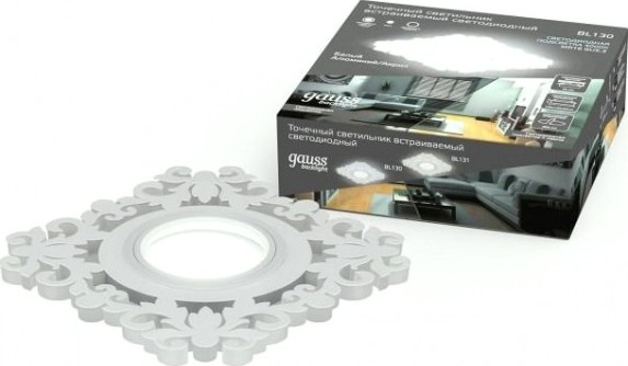 Светильник точечный GAUSS BL130P набор 3w + лампа mr16 6,5w 480lm 4100k gu5.3 led