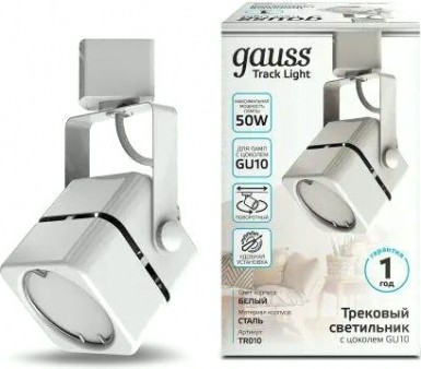 Светильник трековый GAUSS TR010 куб gu10 220v ip20 60*145мм белый