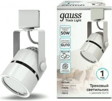 Светильник трековый GAUSS TR012 цилиндр gu10 220v ip20 60*145мм белый