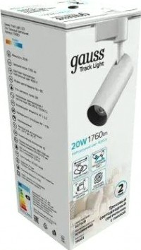 Светильник трековый GAUSS TR083 цилиндр 20w 1760lm 4000k 180-220v ip20 65*206мм бе