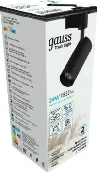 Светильник трековый GAUSS TR086 цилиндр 24w 1830lm 4000k 180-220v ip20 65*206мм че