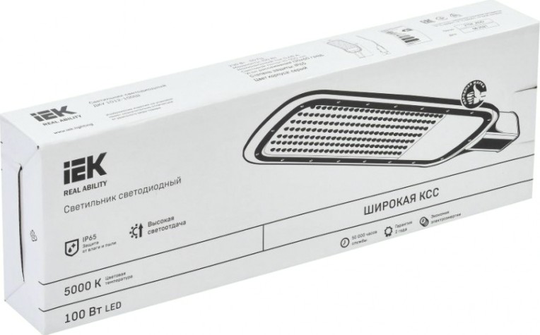Светильник уличный IEK ДКУ 1012-100Ш 5000к ip65 светодиодный, серый [LDKU1-1012-100-5000-K03]